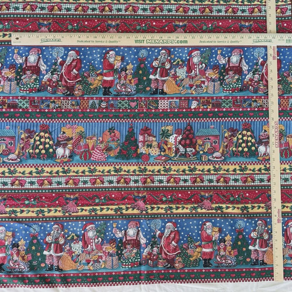 Concord Sharon Kessler Fabric Christmas Morning Santa's Gifts Toys Vtg 34" x 45" - Picture 4 of 6